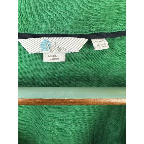 *Altered* BODEN Saskia Jersey Trim Dress Medallion Kelly Green Pockets Size 10 - Picture 10 of 13